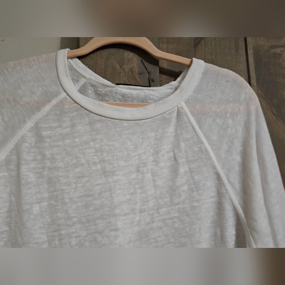 T PARTY White raw edge burnout long sleeve tee. Size medium NWT - Picture 2 of 9